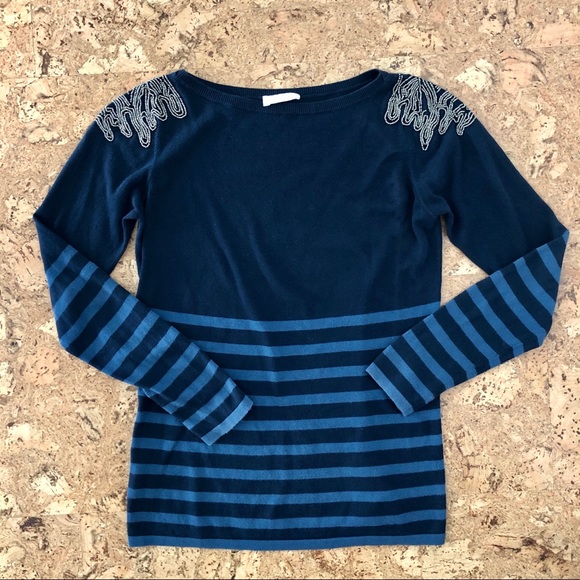 Promod Beaded Cotton Knit Sweater, size Medium - Picture 3 of 6